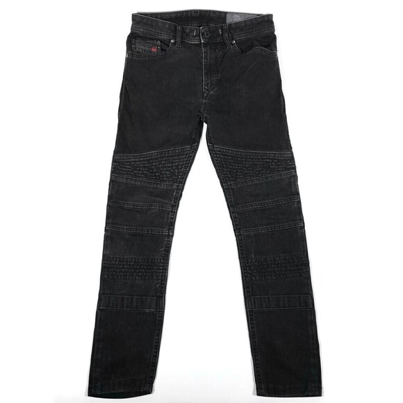 DIESEL BAKARI NE Straight Leg Articulated Knee Moto Jeans Womens 26 Black - Picture 1 of 8